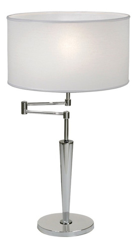 Lampara De Mesa Luz Moderna Veladores Living Dormitorio Lds Estructura Cromada Pantalla Blanco