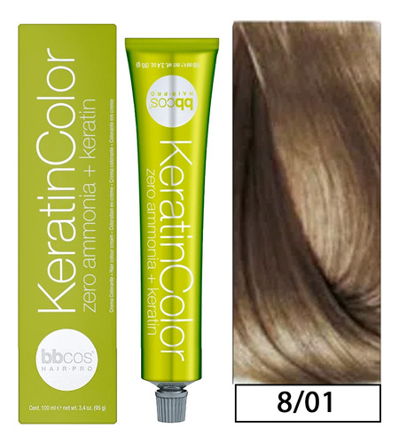 Tintura Keratincolor Sin Amoniaco Bbcos 8/01 100ml Oxidante