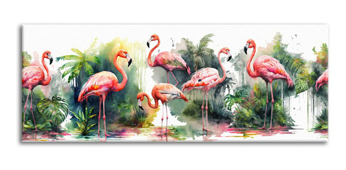 Cuadro Flamingos Decorativo Hermoso Tipo Pintura 80 Cm