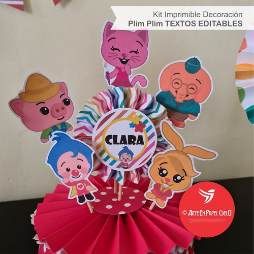 Imagen 6 de 10 de Kit Imprimible Decoración Candy Bar Payaso Plim Plim Editabl