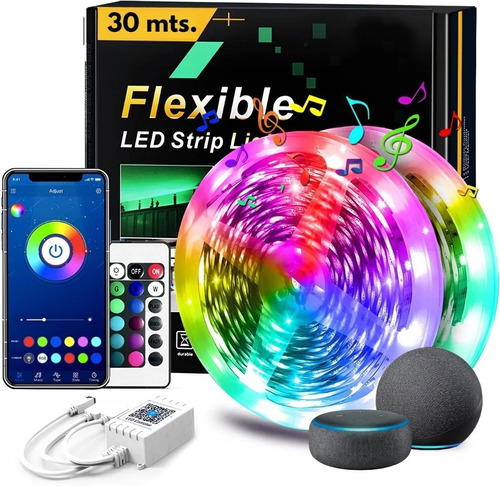 Tira Luces Led Wifi Rgb 30 Metros Dormitorio Chip De Alexa 