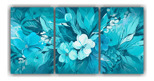 150x75cm Set 3 Artes Tonos Simetría Turquoise And Blue Colo