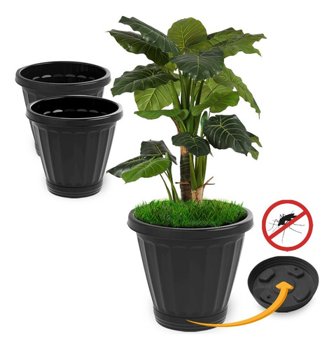 Kit 3 Vasos Cachepot P/ Plantas Temperos Flores C/ Prato N28