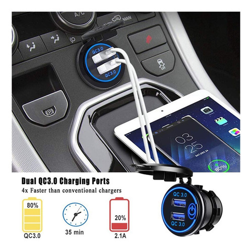 Interruptor Táctil Coche Dual Usb Cargador Enchufe