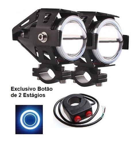 Par Farol Milha Super Led U7 U5 6500k Olhos De Anjo Branco