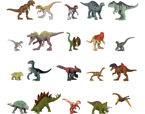 Set 20 Dinosaurios Jurassic World Mini Original Mattel