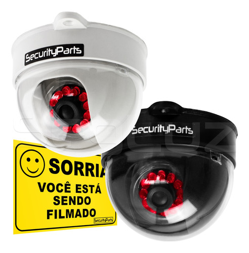 Câmera Dome Infravermelho Falsa Com Led Security Parts