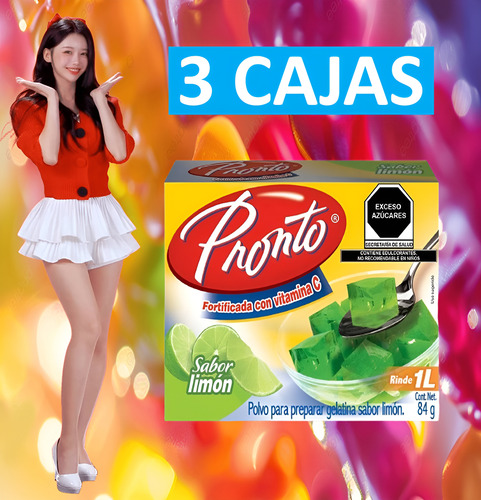 Pronto 3 Gelatinas De Agua Sabor Limón Con Vitamina C Wow