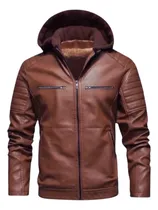 Comprar Jaqueta Couro Casaco Forrado C\u002F Capuz Moto Peluciada Inverno