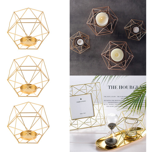 3 Pedazos Porta Candeleros Geométricos De Hierro Para Luces