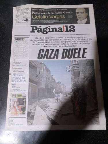 Tapa Diario Página 12 21 7 2014 Ataque Hamas Israel Gaza 