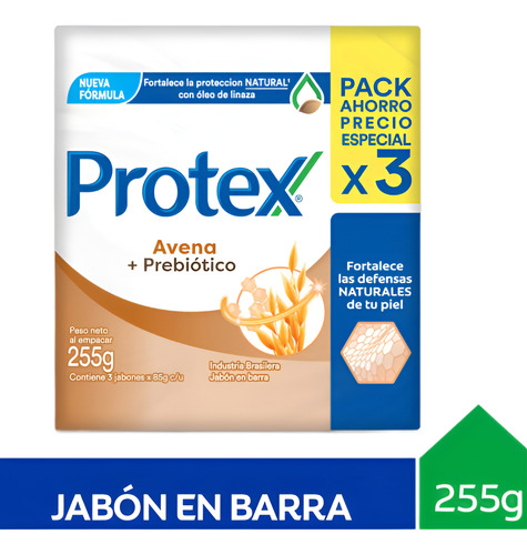 Protex Jabón Barra Avena 3 X 85 Gramos