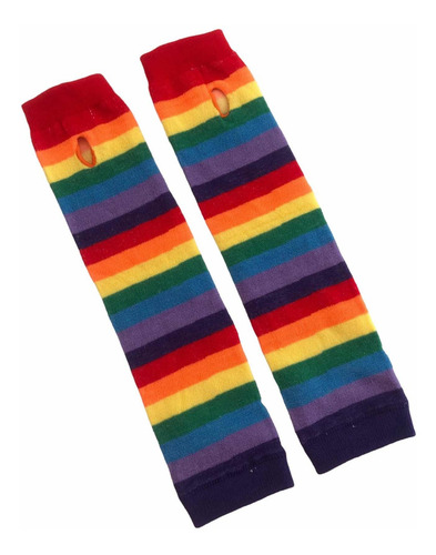 Arcoiris . Guantes Tejidos Sin Dedos Al Codo Arcoíris