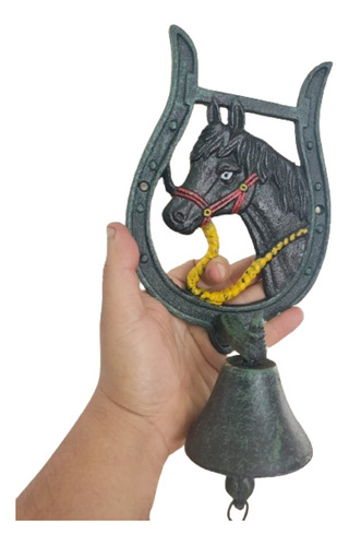 Campana Artesanal De Caballo Con Herradura - Hierro Fundido