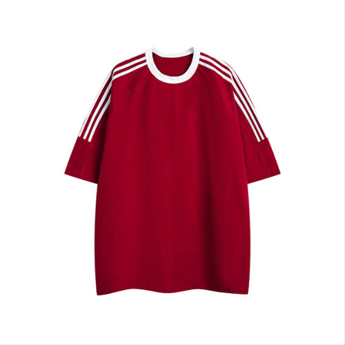 Camiseta Casual Retro De Algodón Con Tres Barras, Unisex, Pa