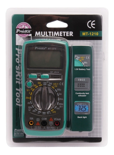 Imagen 2 de 7 de Multitester Proskit Mt-1210 500v C/luz