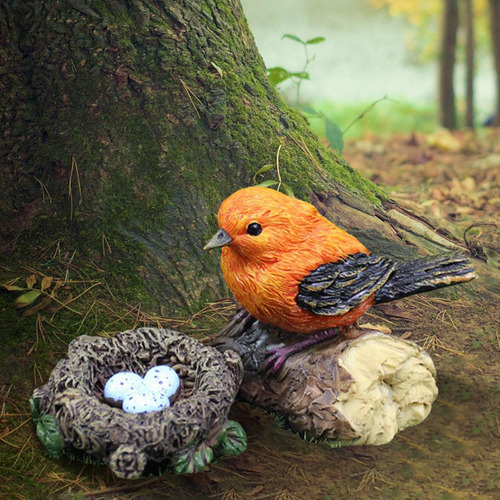 2 Decoración De Pájaros De Estatua De Jardín Para 2