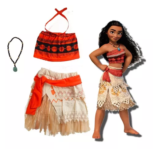 Fantasia Infantil Luxo Moana Luxo + Colar + Cinto