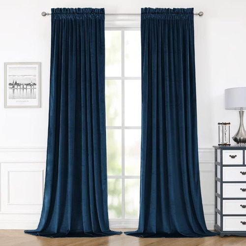 Yurihome Cortinas De Terciopelo Azul Marino De 84 Pulgadas P