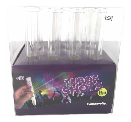 12 Vasos Tequileros Shot Tubo Ensayo Plástico Cristal Fiesta