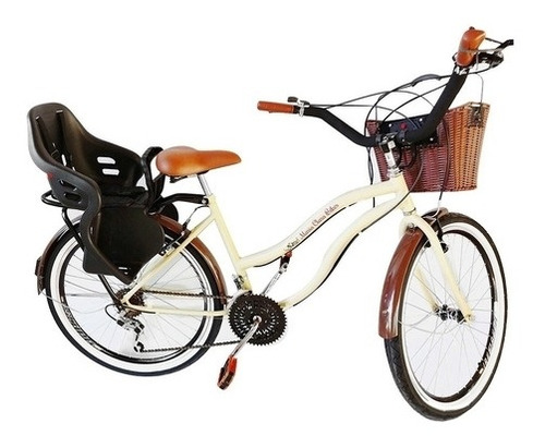 Bicicleta Aro 26 Retrô 18 Marchas Cesta Vime Bagageiro Begee