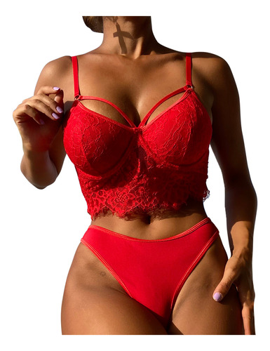 Suave Conjunto De Lencería De Malla Exquisita Para Mujer, Su