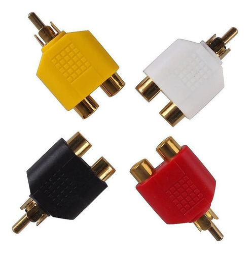 4 Unids Rca Y Splitter Plug Adaptador 2 Hembra A 1 Macho Par