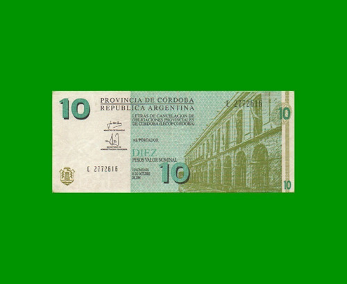 Bono De Cordoba $ 10,00 E C 294, Serie C, Estado M B- .-