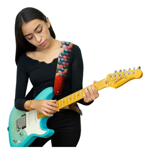 Elegance Tahalí Strap Para Guitarra O Bajo En Piel Cubos