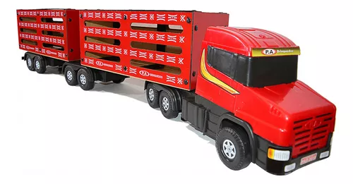 Carreta Bitrem Scania Boiadeiro Madeira Brinquedo 7eixo