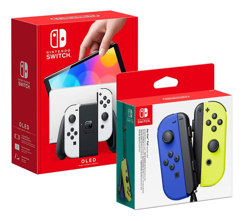 Consola Nintendo Switch Oled Blanco + Joy Con Azul Amarillo