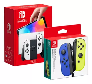 Consola Nintendo Switch Oled Blanco + Joy Con Azul Amarillo
