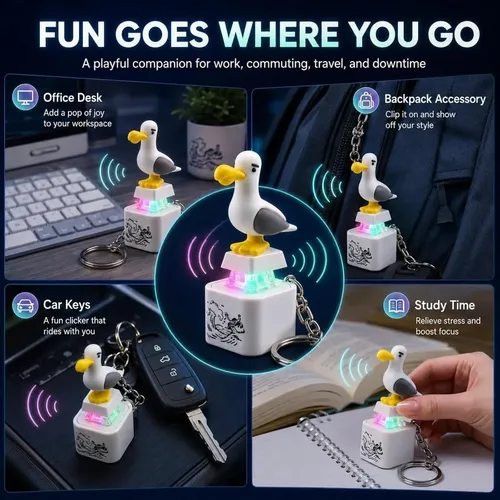 Llavero Interactivo Sonido Seagull Mine – Clicker Anti-estrés Con Luz LED, Recargable Por USB, Divertido Juguete Para Adultos Y Niños