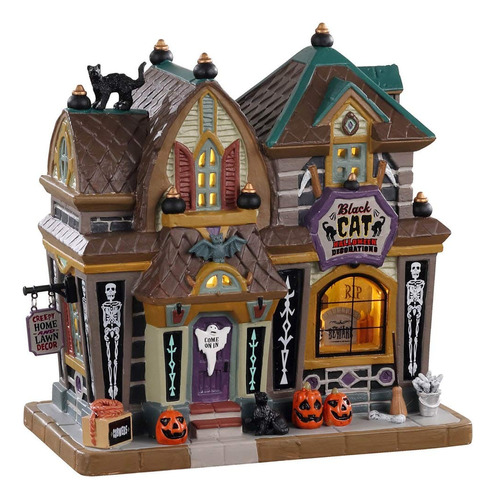 Lemax Village Collection Gato Negro Casa De Halloween #