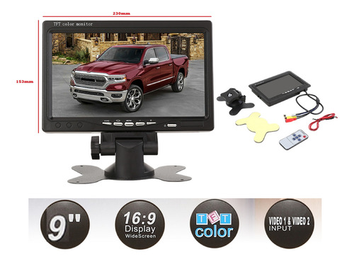 Tela 9 Lcd + Câmera Traseira Com Led 15m + Camera Fontal