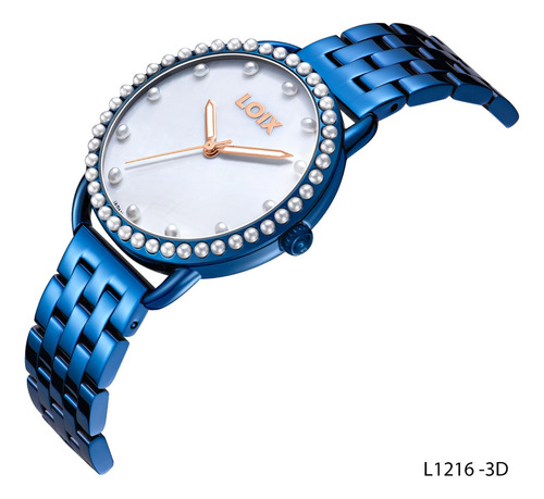 Reloj Mujer Loix® L1216-3 Azul Con Tablero Blanco