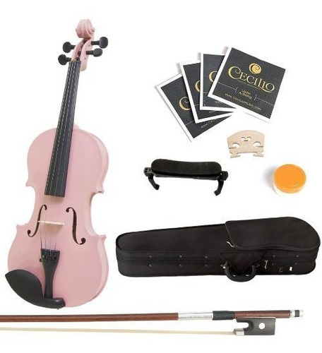 Imagen 1 de 8 de Mendini 3/4 Mv-pink Violín De Madera Maciza Con Estuche