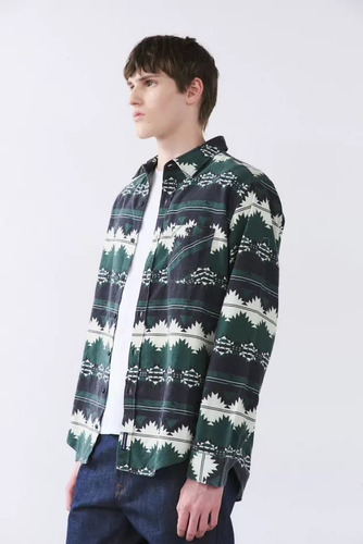 Camisa Arizona Viyela Estampada Bensimon Verde Oscuro M
