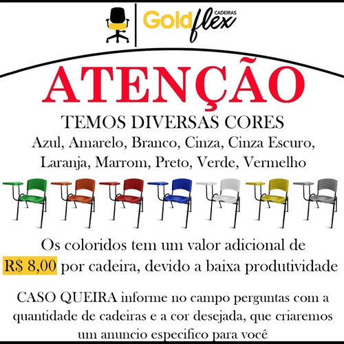 Kit 5 Cadeira Universitaria Iso Escola Faculdade Livro Curso