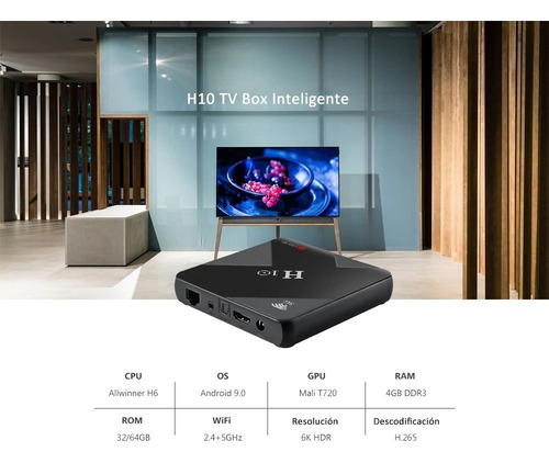 Mini Pc Smart Tv Box H10 4gb Ram, 32gb Rom 6k Andorid 9 5g