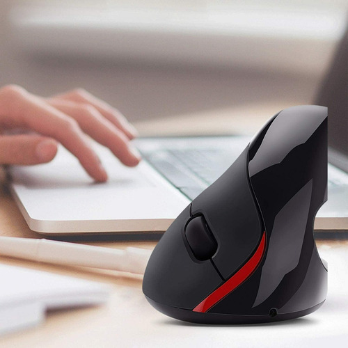 Mouse Vertical Ergonomico Raton Gamer Silencioso Rgb Dpi Color Negro