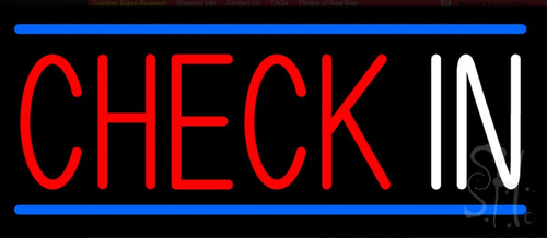 Letrero Led Neon Check In Hotel Ancho 45cm Luminoso