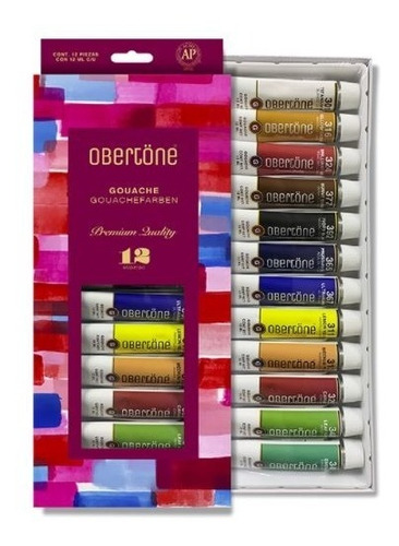 Set Pintura Gouache Obertone Premium Quality 12 Tubos 12ml