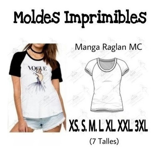 Moldes Patrones Imprimibles Camiseta Raglan Mc Diy  Xs Al