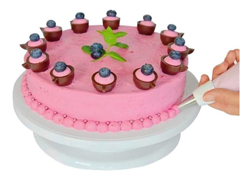 Imagen 6 de 9 de Plato Giratorio Base Pie 28cm Plastico Torta Reposteria