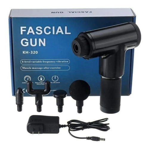 Pistola masajeadora eléctrica para músculos faciales y corporales Kh-320, color negro