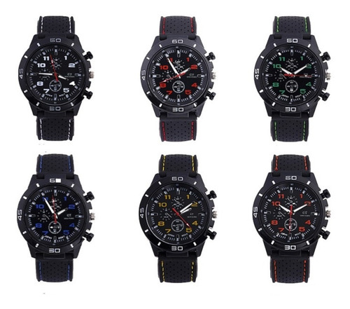 De 12 Relojes Hombre Gt Sport Militar 5 Modelos Correa Negro Bisel Negro Fondo