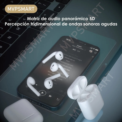 2 Juegos De Audífonos In-ear Bluetooth Inalámbricos Para iPhone Y Android Mvpsmart R10 Blanco