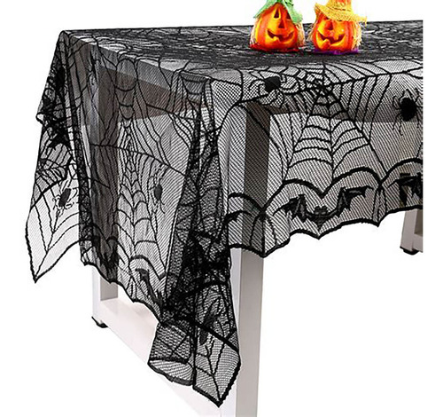 38 x 29 cm VASANA Camino de mesa de Halloween con encaje de telaraña mantel de mesa para fiestas de Halloween color negro suministros de decoración decoración de fiestas 