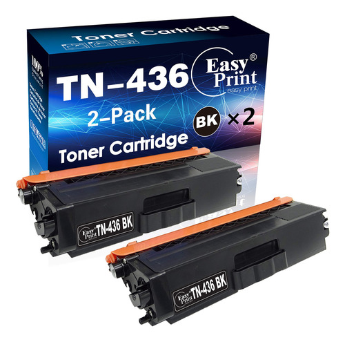 Paquete De 2 Cartuchos De Tóner Compatibles Tn436bk Tn-436.